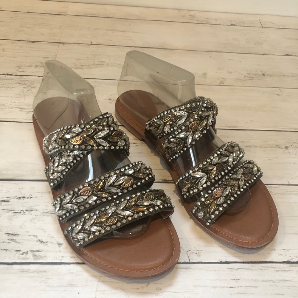 Cynthia Rowley beaded crystal slip on’s